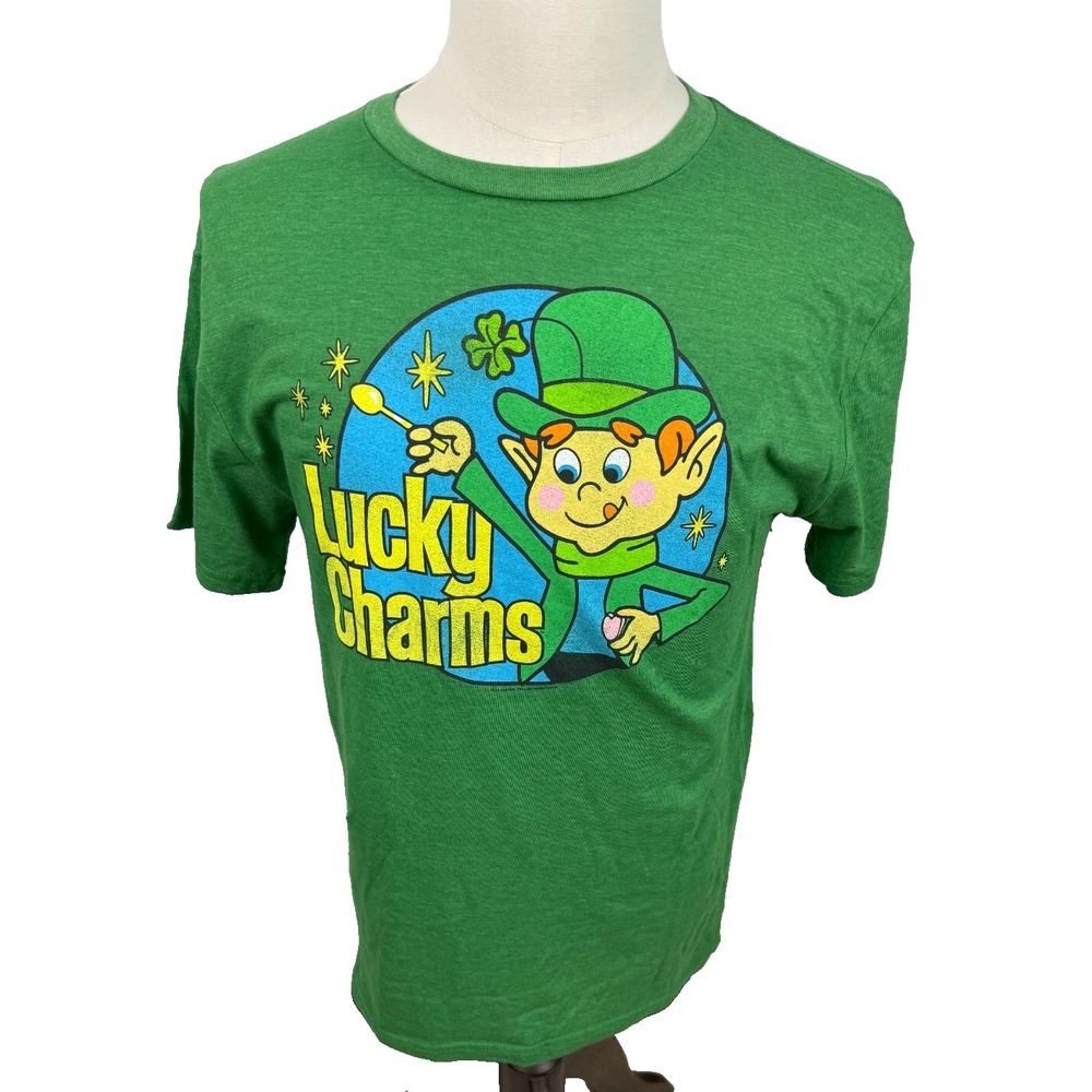 Tee Luv Mens Lucky Charms Leprechaun Graphic Tee Shirt Retro Vintage‎ Medium